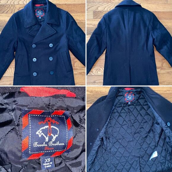 Brooks Brothers $200 Boys Girls Peacoat with Quilted Interior Lining XS EUC - Picture 1 of 11